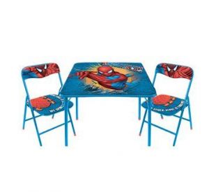 Kids Toddlers Spiderman Arts Crafts Activity Game Table and Chairs Set