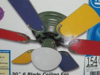 Primary Colors Ceiling Fan Children Kids Room Red Blue Green Ye