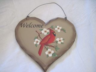 Cardinal Welcome Sign Heart Shaped