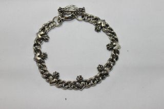 King Baby Studio 2mm Chain Bracelet w Integrated Sacred Hearts