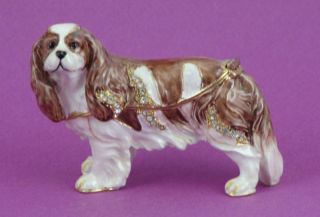 King Charles Cavalier Spaniel Bejeweled Dog Trinket Box