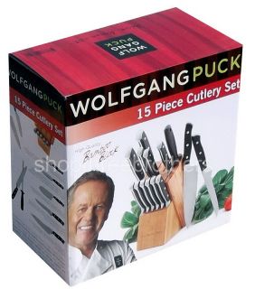 New Kitchen Knives Wolfgang Puck 15 Piece Steel Cutlery Set Storage