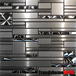 Steel Metal Pattern Mosaic Tile Kitchen Backsplash Wall Sink