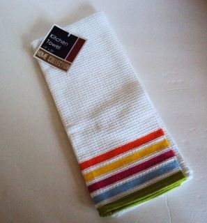 Kitchen Towel 19 x 29 White with Fiesta Colors 100 Cotton