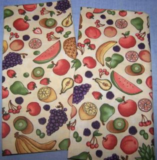 Scattered Fruit 2 Sided Cotton Kitchen Tea Towels Set