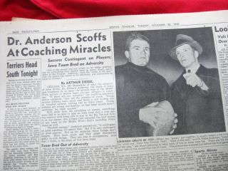 1939 BOSTON TRAVELER NEWSPAPER NILE KINNICK EDDIE ANDERSON PIC & STORY