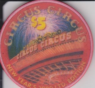 Circus Circus $5 Casino Chip Las Vegas Nevada New Years 2000 Limited