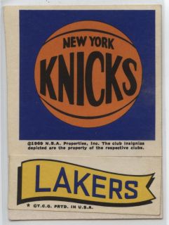 1973 74 Topps NBA New York Knicks La Lakers Logo Sticker