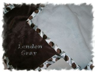 Personalized Blue Brown Posh Dots Silky Blanket