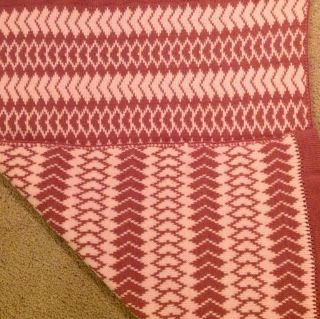 Knitted Baby Blanket Lap Throw Row Of Hearts Wheelchair size rose