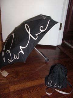 Burberry Black Compact Umbrella with Matching Bucket Hat