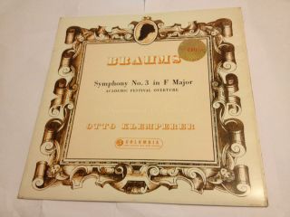 KLEMPERER BRAHMS SYMPHONY No 3 Stereo UK Columbia Red Semi LP SAX 2351