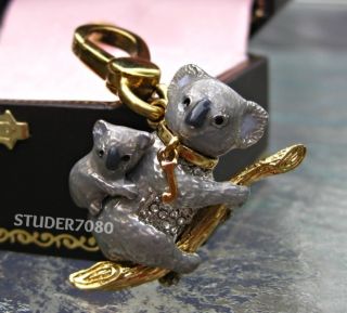  COUTURE AUTHENTIC GOLD GREY RARE RETIRED PAVE KOALA BEAR CHARM NEW