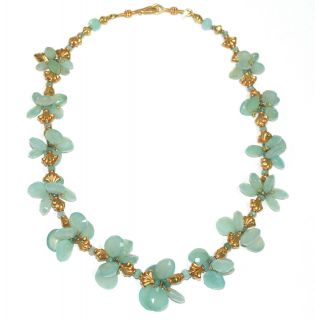 Rebecca Koven Chalcedony Gemstone and 22K Gold Necklace