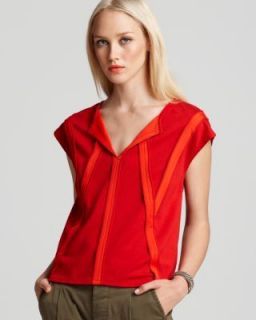 Marc Jacobs NEW Krasner Red Jersey Striped Split Neck Cap Sleeves