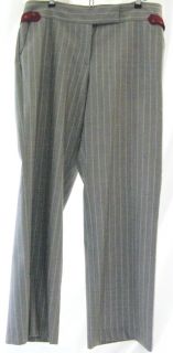Kuhlman Womens Pants Slacks 100 Wool Gray w Light Blue Pin Stripe Size