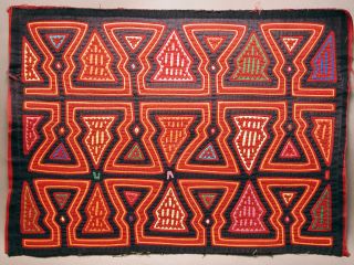 Kuna Indian Mola Handsewn Reverse Applique Textile Geometric Motif