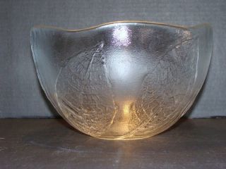 Huge Kosta Boda Studio Art Glass Leaf Bowl by Ann Warff Un Signed