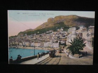 Antique Postcard c1910 15 Era Monte Carlo La Montee Du Casino Trolleys