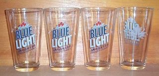 Labatt Blue Light 4 Pub Beer Pint Glasses New
