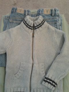Boys 2 Pair of TCP Jeans Size 5T and Old Navy Sweater Size 4T