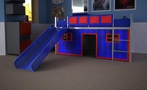 Twin Loft Boys Bunk Bed With Slide Set Children Bedroom Ladder