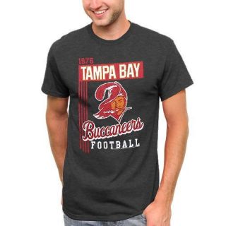 Tampa Bay Buccaneers Vintage Vertical Lines T Shirt Charcoal