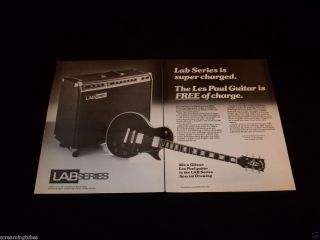 1979 Lab Series Amp Gibson Les Paul Custom Guitar 2 Page Print Ad