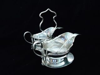English Silver Plated Double Gravy Boat with 2 Sauce Ladles