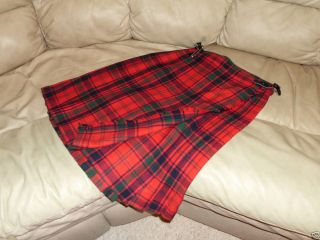 Vintage Laird Portch of Scotland RED Tartan KILT Skirt Kilted 100 Pure