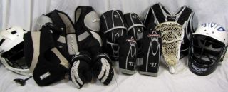 Lot LaCrosse Protective Gear, Helmets, Gloves, 13 PCS., Brine, Cascade