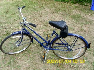 Vintage Raleigh Sports 3 Speed Ladies Cruiser Bicycle Bike Blue