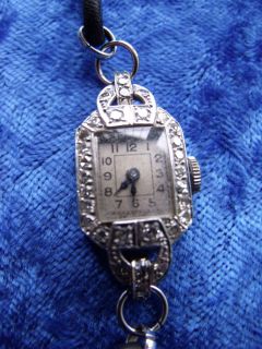 Ladies Antique Platinum Diamond Art Deco Wrist Watch