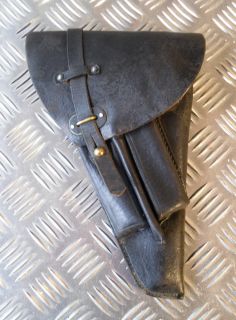 Swedish Army Vintage Black Leather Lahti Gun Pistol Holster