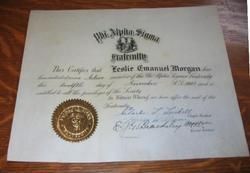 1927 PHI Alpha Sigma Fraternity Initiation Certificate