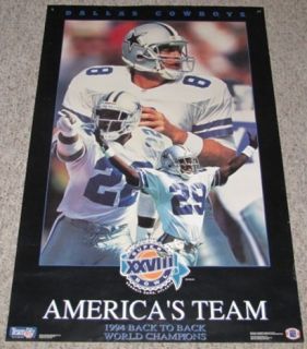 1994 Dallas Cowboys Back to Back Champions American Team Poster