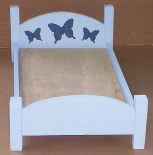 handcrafted bed made for American Girl 18 inch doll size blue