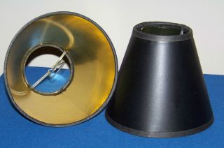 Two Black Chandeleir Sconce Lamp Shade w Gold Lining