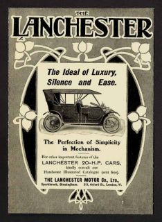 1906 British Car Advertisement Lanchester Motor Co England UK Antique