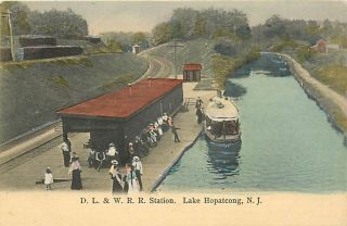 NJ Lake Hopatcong Train Station Boat Docking T89327