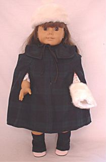 Plaid cape, hat, muff fits 18 American Girl Doll Mckenna kit lani