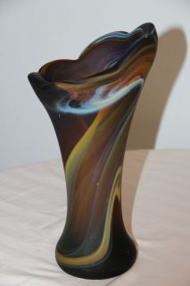 Large Colorful Hand Blown Glass Vase