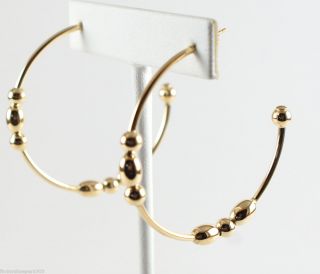 Faraone Mennella 18K Yellow Gold Bead Large Hoop Earrings $840