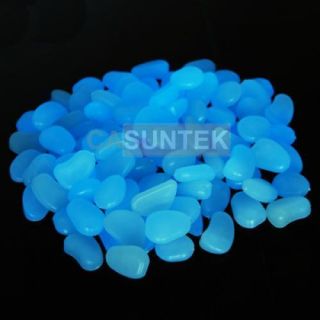 100 Glow in The Dark Blue Pebbles Gravel Stone Cobbles for Walkway