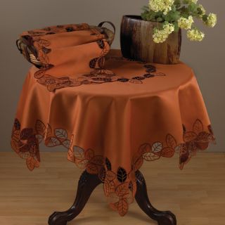 Larkspur Leaf Cutwork Embroidered Terracotta Tablecloth 36 54 72