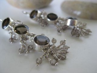 Smoky Quartz Silver Earrings Elegant Unique Style