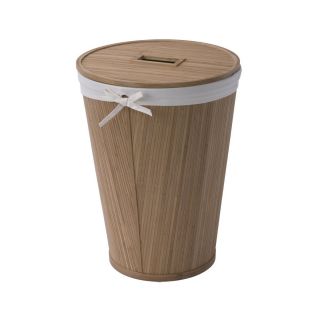 Bamboo Round Laundry Hamper With Lid Clothes Storage Home Supplies