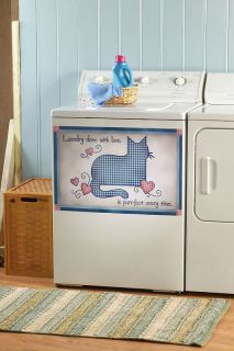Checkered Country Cat Heart Laundry Washer Magnet Magnetic Cover Decor