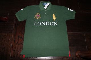 Ralph Lauren POLO Shirt London Green with Multi Color Pony for Mens