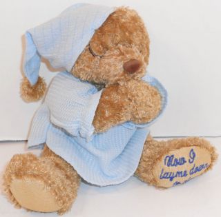 Now I Lay Me Down to Sleep Embroidery Paw Teddy Bear Plush 8 Rattle